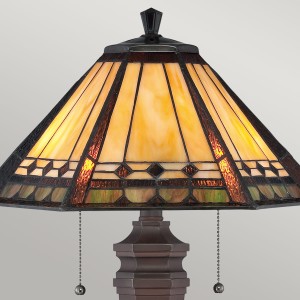 Lampa stojąca Arden Elstead Lighting 2x60W E27 Metal Brązowy z kloszem w stylu witrażowym.