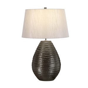 Lampa stojąca Brunswick Elstead Lighting 1x60W E27 Ceramika Czarny z beżowym abażurem.