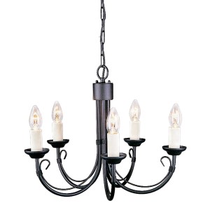 Lampa wisząca żyrandol Chartwell Elstead Lighting 5x60W E14 Stal Czarny.