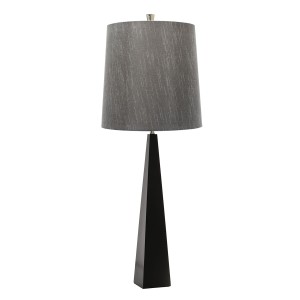 Lampa stojąca Ascent Elstead Lighting czarna z szarym abażurem.