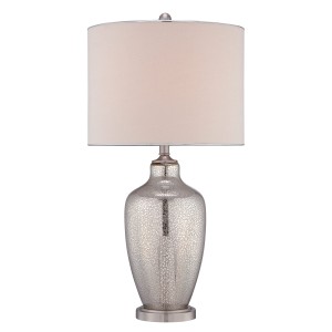 Lampa stojąca Nicolls Elstead Lighting 1x100W E27, srebrna podstawka, biały klosz