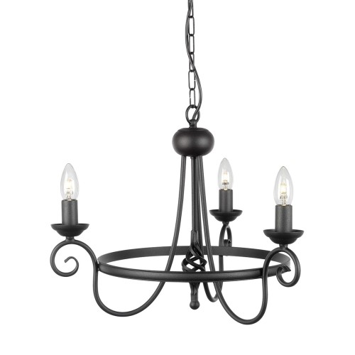 Lampa wisząca Żyrandol Harlech HR3A-BLACK Elstead Lighting 3x60W E14 Stal Czarny