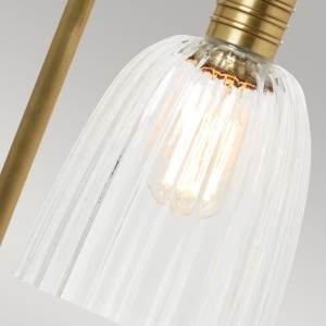 Lampa stojąca Douille Elstead Lighting 1x60W E27 Stal Mosiądz z żarówką i szklanym kloszem.