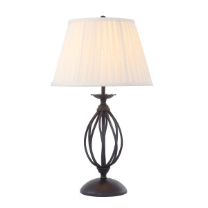Lampa stojąca Artisan Elstead Lighting z czarną stalową podstawą i białym abażurem.