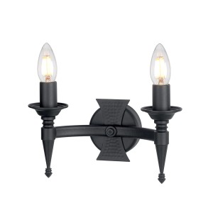 Lampa ścienna Saxon Elstead Lighting 2x60W E14 Żelazo Czarny dwupłomienna.