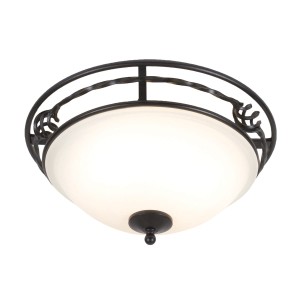 Lampa sufitowa plafon Pembroke Elstead Lighting 2x60W czarne żelazo.