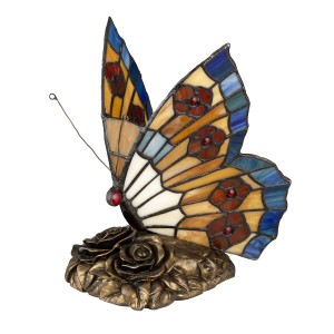 Lampa stojąca Tiffany Animal Lamps Elstead Lighting wielokolorowy motyl.