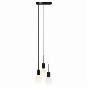 Lampa wisząca PACO Nordlux 40W E27 Czarny Metal z trzema żarówkami.