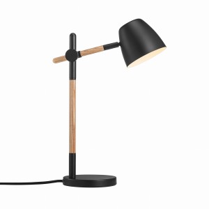 Lampa stołowa THEO Nordlux 35W GU10 Czarny Metal/Drewno z abażurem.