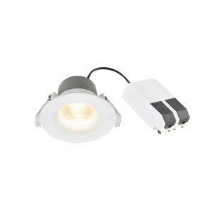 Lampa Sufitowa Spot Nordlux LED Plastik Biały z okrągłym kloszem i modułem zasilającym.