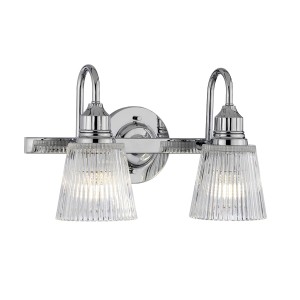 Lampa ścienna kinkiet Addison Elstead Lighting w polerowanym chromie z żebrowanym szkłem.