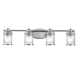 Lampa ścienna kinkiet Ashland Bay QN-ASHLANDBAY4-PC-BATH Quintiesse 4xE27 60W Stal, Szkło z bąbelkami powietrza Polerowany chrom