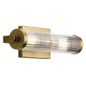 Lampa ścienna kinkiet Azores QN-AZORES2-NBR Quintiesse 2xE14 40W Stal, Szkło żebrowane Naturalny mosiądz