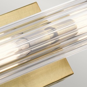 Lampa ścienna kinkiet Azores Elstead Lighting 2xE14 40W Naturalny mosiądz z żebrowanym szkłem