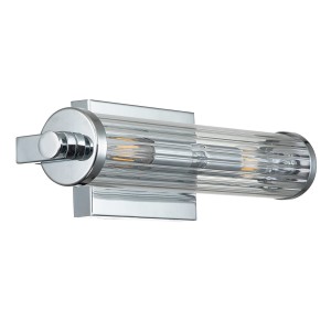 Lampa ścienna kinkiet Azores Elstead Lighting 2xE14 40W stal szkło żebrowane polerowany chrom