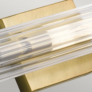 Lampa ścienna kinkiet Azores Elstead Lighting 4xE14 40W, Stal, Szkło żebrowane, Naturalny mosiądz, zdjęcie z bliska.