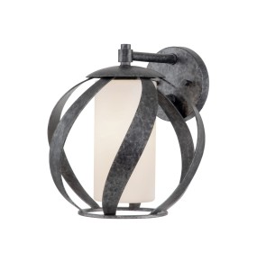 Lampa ścienna kinkiet Blacksmith QN-BLACKSMITH1-OBK Quintiesse 1xE27 60W Stal, Trawione szkło opalowe Postarzana czerń