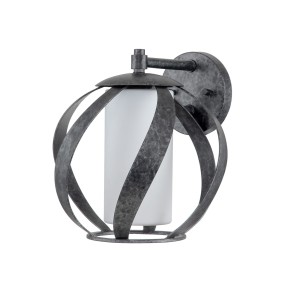 Stylowy kinkiet Lampa ścienna Blacksmith Elstead Lighting z opalowym szkłem, postarzana czerń