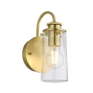 Lampa ścienna kinkiet Braelyn QN-BRAELYN1-BB Quintiesse 1xE27 40W Stal, Szkło z bąbelkami powietrza Szczotkowany mosiądz