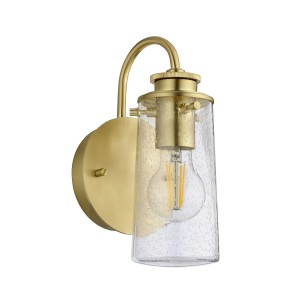 Lampa ścienna kinkiet Braelyn Elstead Lighting 1xE27 40W Stal Szkło z bąbelkami powietrza Szczotkowany mosiądz