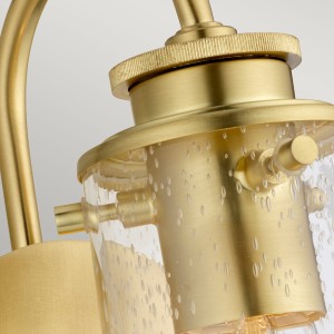 Lampa ścienna kinkiet Braelyn Elstead Lighting stal szczotkowany mosiądz szkło z bąbelkami powietrza.