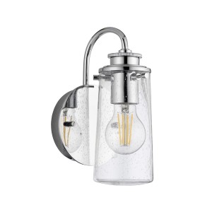 Lampa ścienna kinkiet Braelyn Elstead Lighting z polerowanego chromu i szkła z bąbelkami powietrza.