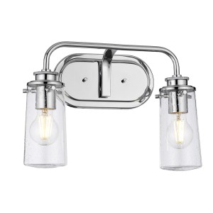 Lampa ścienna kinkiet Braelyn QN-BRAELYN2-PC Quintiesse 2xE27 40W Stal, Szkło z bąbelkami powietrza Polerowany chrom