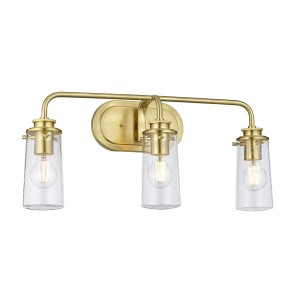 Lampa ścienna kinkiet Braelyn Elstead Lighting 3xE27 40W Stal, Szkło z bąbelkami powietrza, Szczotkowany mosiądz