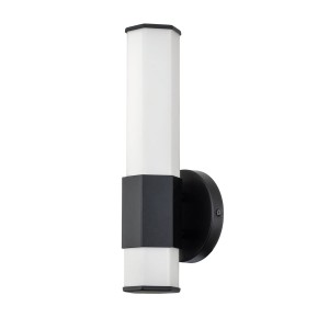 Lampa ścienna kinkiet Facet QN-FACET-LED1-BK-BATH Quintiesse 1xWbudowany LED 12W Stal, Trawione szkło opalowe Matowa czerń