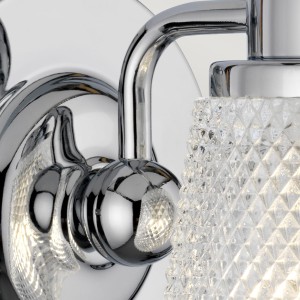 Lampa ścienna kinkiet Hudson Elstead Lighting ze szkłem ciętym w polerowanym chromie.
