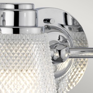 Lampa ścienna kinkiet Hudson Elstead Lighting z polerowanym chromem i szklanym kloszem.