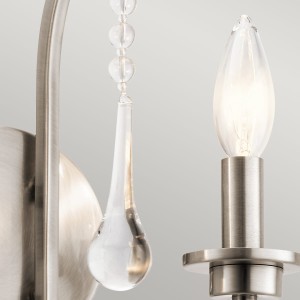 Lampa ścienna kinkiet Karlee Elstead Lighting klasyczny pewter, kryształowe zdobienia.