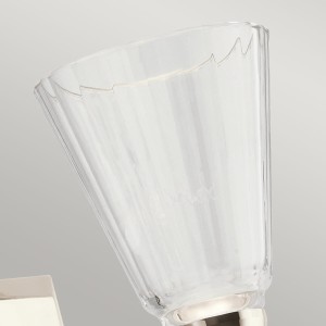 Lampa ścienna kinkiet Kayva Elstead Lighting z wbudowanym LED, polerowany nikiel, szkło fasetowane.