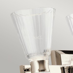 Lampa ścienna kinkiet Kayva Elstead Lighting z polerowanego niklu z wbudowanym LED 18W i fasetowanym szkłem.