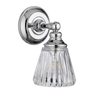 Lampa ścienna kinkiet Keynes Elstead Lighting chrom polerowany szklany klosz.