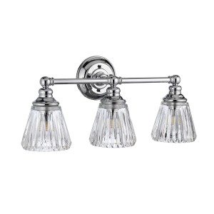 Lampa ścienna kinkiet Keynes Elstead Lighting 3xG9 3W LED z polerowanego chromu i szkła ciętego.