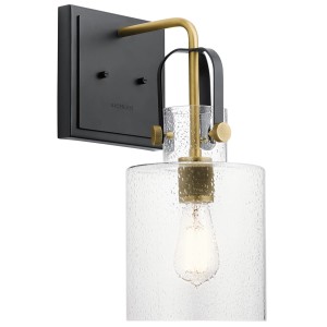 Lampa ścienna kinkiet Kitner QN-KITNER1-NBR Quintiesse 1xE27 60W Stal, Szkło z bąbelkami powietrza Naturalny mosiądz