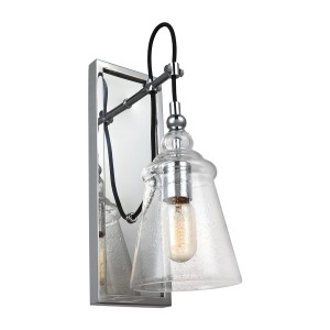 Lampa ścienna kinkiet Loras QN-LORAS1 Quintiesse 1xE27 60W Stal, Szkło z bąbelkami powietrza Chrom