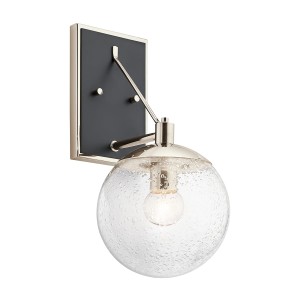 Lampa ścienna kinkiet Marilyn QN-MARILYN1 Quintiesse 1xE27 60W Stal, Szkło z bąbelkami powietrza Polerowany nikiel