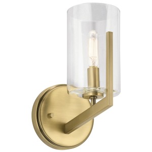 Lampa ścienna kinkiet Nye QN-NYE1-BNB Quintiesse 1xE14 40W Stal, Szkło Szczotkowany naturalny mosiądz