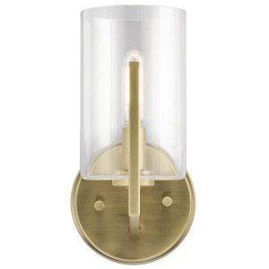 Lampa ścienna kinkiet Nye Elstead Lighting 1xE14 40W Stal, Szkło Szczotkowany naturalny mosiądz.
