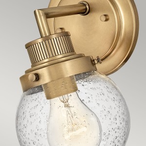 Lampa ścienna kinkiet Poppy Elstead Lighting 1xE27 60W mosiężna z kloszem z bąbelkami powietrza.
