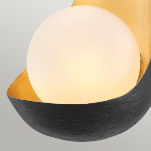 Lampa ścienna kinkiet Ren Elstead Lighting czarno-złota, kula alabastrowa, LED.