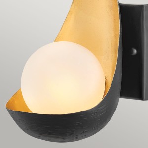 Lampa ścienna kinkiet Ren Elstead Lighting, stal czarno-złote, sztuczny alabaster.
