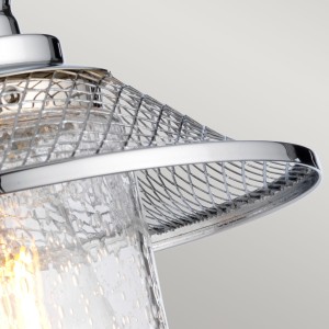 Lampa ścienna kinkiet Rigby Elstead Lighting z polerowanego chromu i szkła z bąbelkami powietrza.