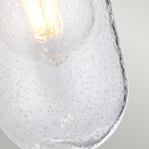 Lampa ścienna kinkiet Rigby Elstead Lighting z polerowanego chromu, szkło z bąbelkami powietrza.
