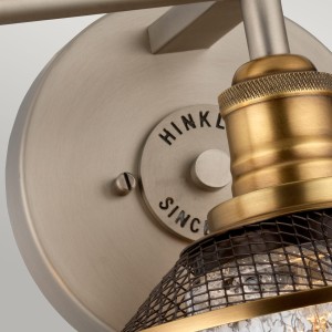 Lampa ścienna kinkiet Rigby Elstead Lighting z siateczkowym kloszem i elementami w kolorze antycznego niklu.