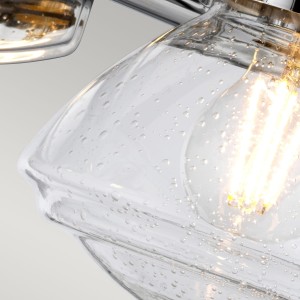 Lampa ścienna kinkiet Scholar Elstead Lighting z polerowanym chromem i szkłem z bąbelkami powietrza.
