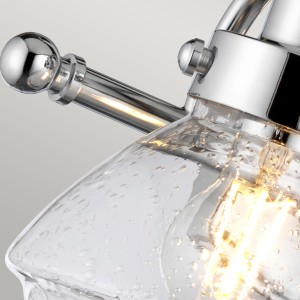 Lampa ścienna kinkiet Scholar Elstead Lighting 2xE27 60W Polerowany chrom z kloszem ze szkła z bąbelkami powietrza.