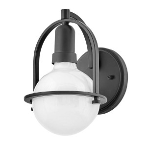 Lampa ścienna kinkiet Somerset QN-SOMERSET1-BK Quintiesse 1xE27 60W Stal, Szkło opalowe Czarne